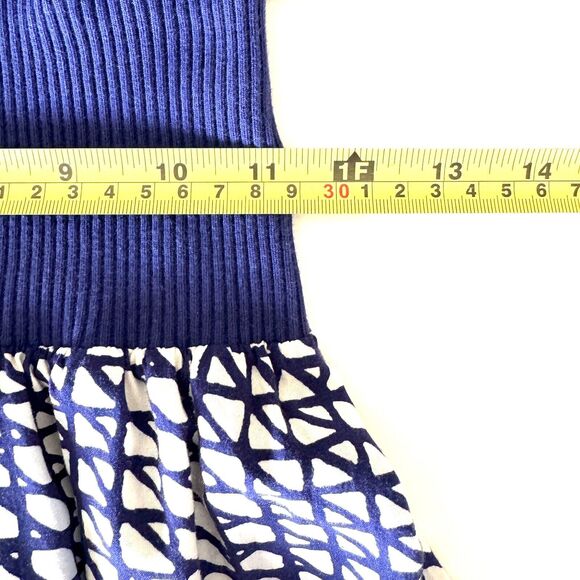 Anthropologie Maeve Women Gemma Dress Blue White Geometric Dolman Sleeve - Picture 7 of 13